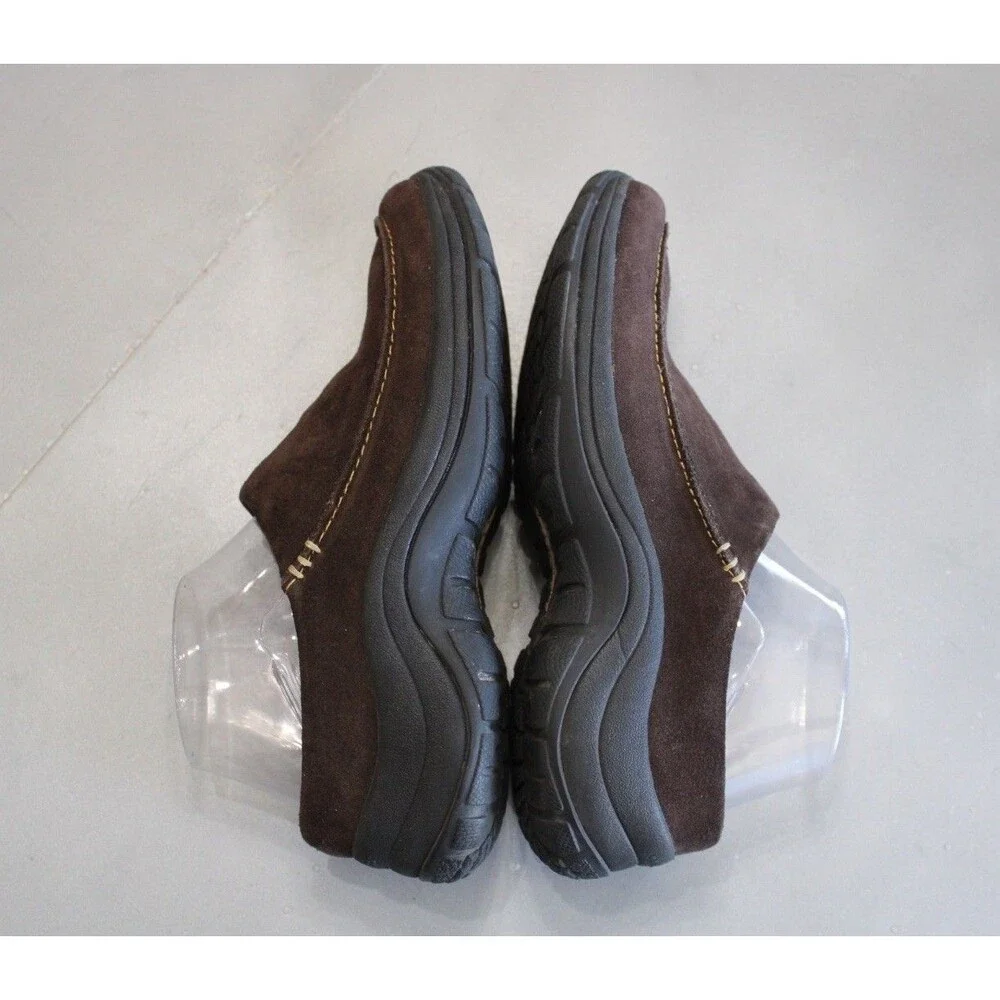 L.L. Bean Comfort Moc Suede Mules Womens 8 M Brown Slip‎ On Clog Casual Comfort